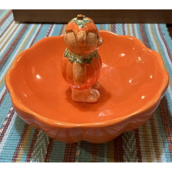 Papel Giftware Teddy Bear Pumpkin Halloween Holiday Candy Serving Dish - Picture 3 of 7